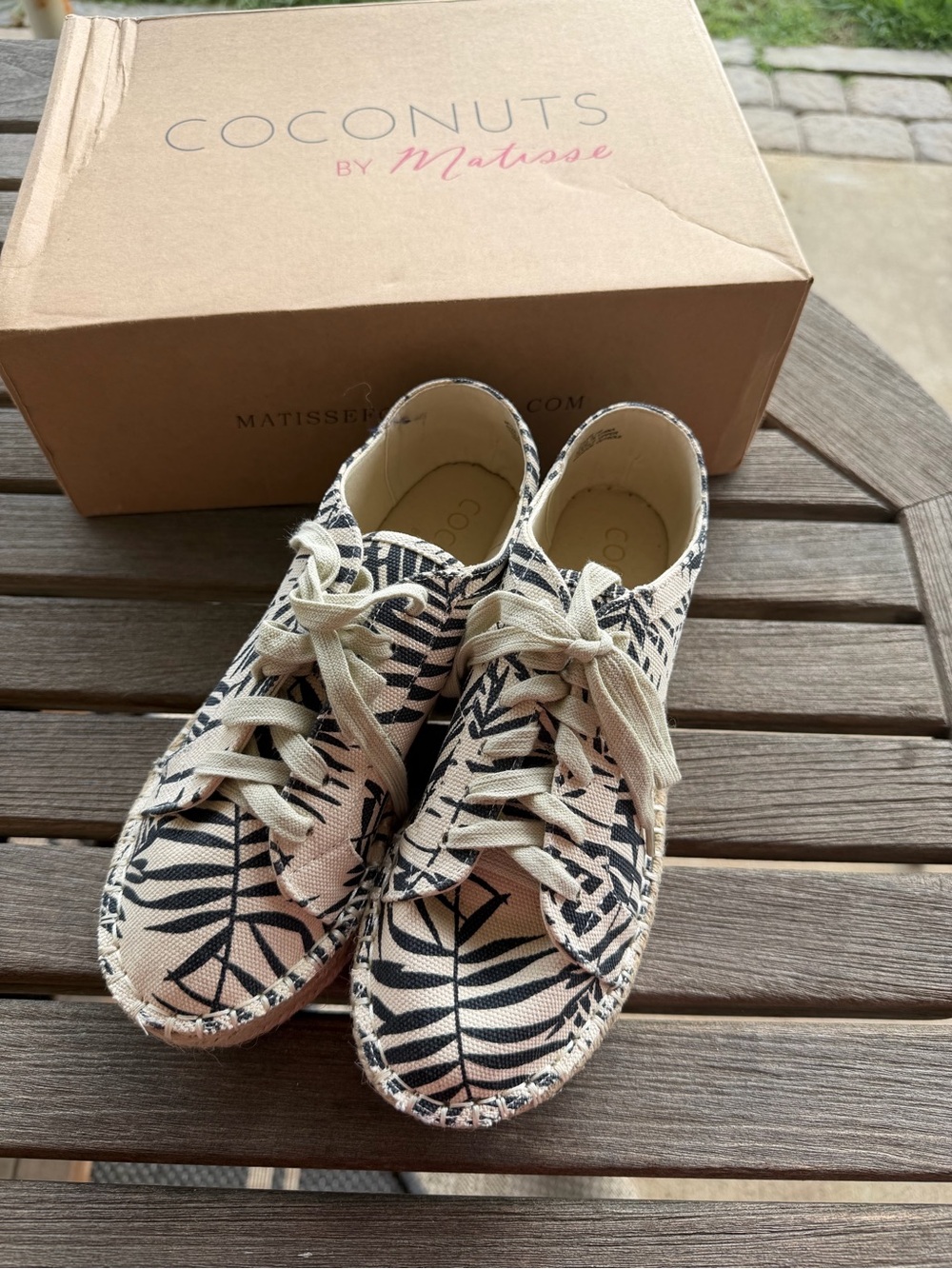 Coconuts by Matisse Black & Cream Palm Leaf Canvas Sneakers